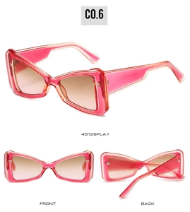 Multi-angle view of pink oversized butterfly sunglasses with gradient lenses