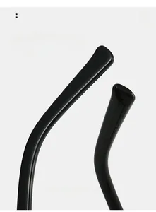 Detail view of curved black glossy glasses arms for an arc comfortable wear design