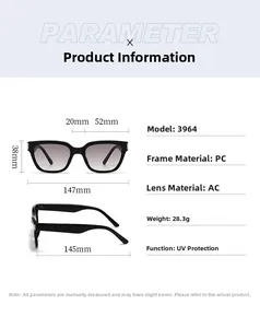 Guide des tailles détaillé indiquant la largeur du verre et la hauteur des lunettes de soleil