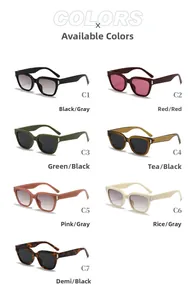 Lot de lunettes de soleil carrées multicolores présentant diverses options de mode vintage