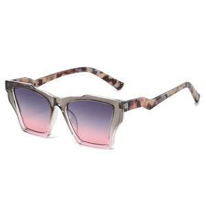 Retro Square Geometric Sunglasses Polarized UV Protection PC Frame Cat Eye Tortoise Gradient Lens Jagged Temple