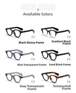 Detailed grid view of stylish thick frame sunglasses in six varied color options