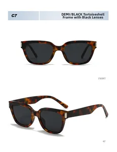 Vues détaillées de face et sous un angle de 45 degrés de lunettes de soleil écaillées