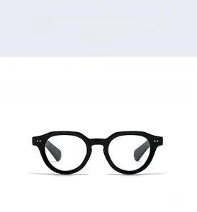 Detailed front view of black Boston frame sunglasses with metal rivet decorations