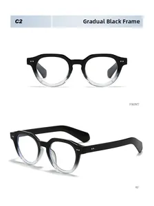 Detail view of stylish C2 model glasses with gradual black frames and silver metal pins