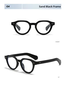 Front and side macro views of sand black frame sunglasses with matte finish and C4 label
