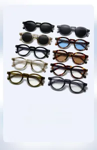 Detailed grid showing ten vintage round sunglasses in various frame colors and lens tints