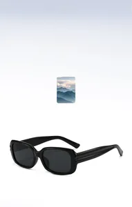Detail showing high-quality black square frame sunglasses with modern minimalist design