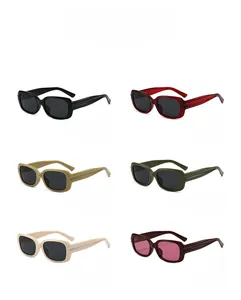 Multiple vintage small frame rectangle sunglasses in six trendy colors C1 to C6