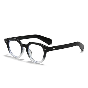 Chic black and white gradient round sunglasses with silver rivets at a 45-degree angle