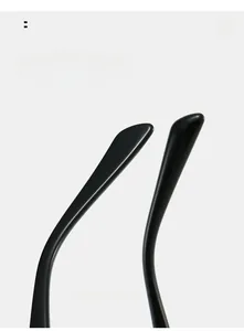 Detail of curved matte black sunglass temples designed for comfortable arc wear and fit