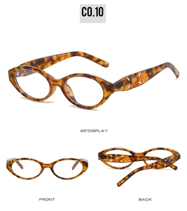 Three-angle view of tortoiseshell cat-eye sunglasses with silver X-shaped temple details