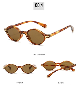 Lunettes de soleil triangulaires écaille, vues de face, de dos et sous un angle de 45°