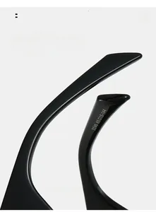 Detail of curved resin sunglasses temple with printed model code 3246 and size info