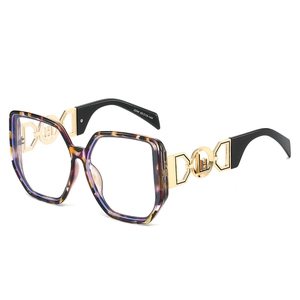 Lunettes anti-lumière bleue hexagonales surdimensionnées avec monture marbrée violette