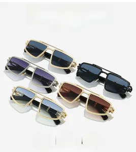 Vue détaillée des montures en métal ajouré style punk de cinq lunettes de soleil
