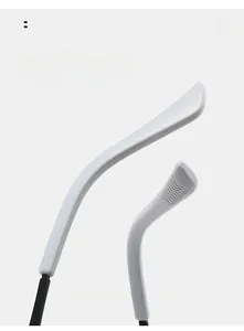 Detail view of white curved ergonomic mirror legs for stylish butterfly glasses frames