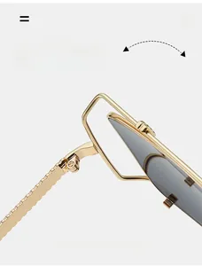 Macro detail of high-quality golden metal hinge and wavy textured temple for luxury sunglasses