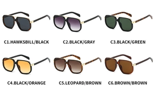 Six assorted color variants of high-quality oversized metal and PC frame sunglasses