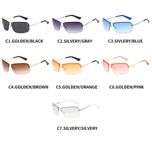 Vue détaillée de sept variantes de couleurs pour lunettes de sport futuristes demi-cerclées
