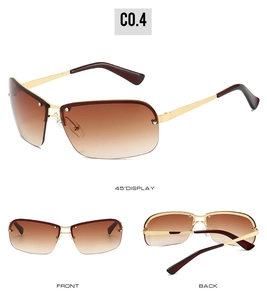 Vue détaillée multi-angle de lunettes de soleil de sport futuristes à monture demi-cerclée