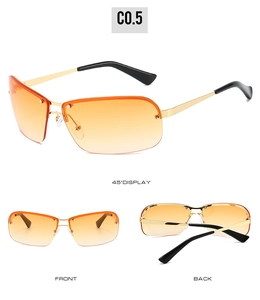 Vue multi-angles de lunettes de cyclisme futuristes sans monture avec verres dégradés