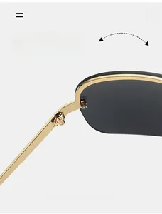Détail de la charnière en métal doré durable sur les lunettes de soleil de cyclisme
