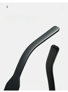 Detail of curved mirror legs on square sunglasses for comfortable arc wear