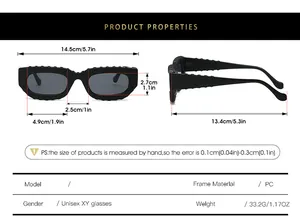 Tableau des tailles pour lunettes de soleil carrées incluant largeur de monture et matériau