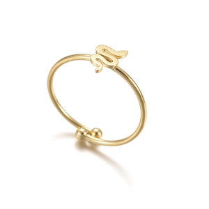 Anello minimalista a serpente in acciaio inossidabile dorato con fascia aperta