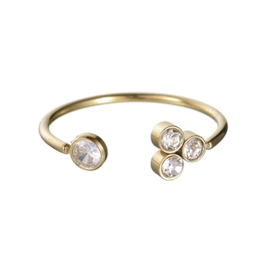 Minimalist 18K gold-plated open bangle with asymmetrical clear cubic zirconia accents