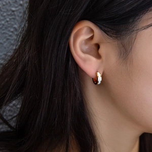 Stainless Steel Huggie Hoop Earrings Gold Plated Enamel Minimalist Geometric Round Modern Small Niche Jewelry For Women