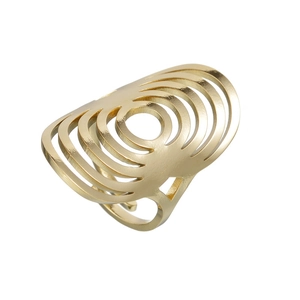 Minimalist gold-plated hollow multi-layer circular open ring with a modern shield design