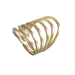 Minimalist multi-layer gold plated stainless steel ring with a brushed metal finish