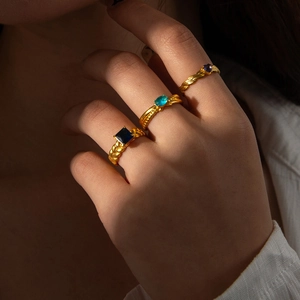 Anello In Zircone Geometrico Acciaio Inossidabile Regolabile Aperto Design Intrecciato Gioielli Vintage Per Donne