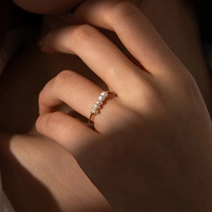 Bague En Acier Inoxydable Avec Künstliche Perles Baroques Plaqué Or Minimaliste Géométrique Bijoux Élégants Pour Femmes