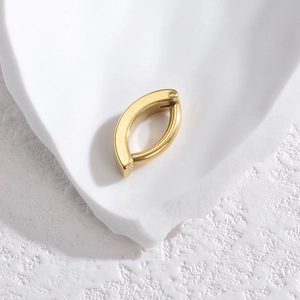 Minimalist gold stainless steel geometric hoop earrings with polished finish and hinge clasp