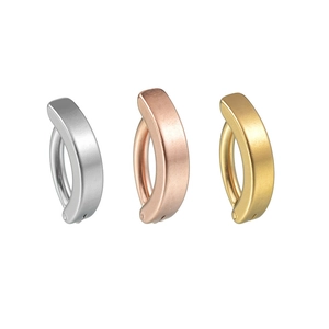 Three-piece set of curved stainless steel navel rings in silver gold and rose gold