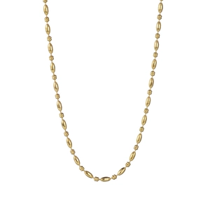 Minimalist gold stainless steel beaded necklace featuring alternating oval and round beads