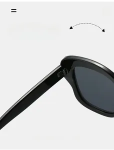 Détail de la charnière robuste sur des lunettes de soleil noires et structure du cadre