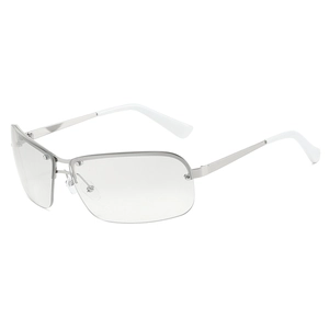 Lunettes de sport demi-cerclées en métal argenté style futuriste Y2K verres clairs