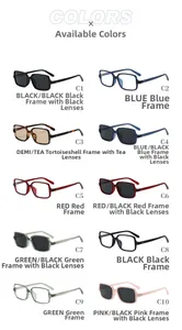 Selection of retro square sunglasses with rivet accents in ten various frame colors