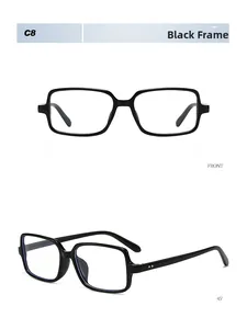 Detail view of black rectangular frame sunglasses showing front and 45-degree angle views