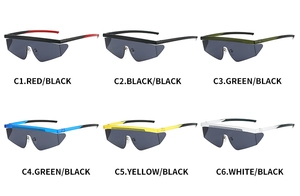 Matrix view of oversized outdoor sports sunglasses in six vibrant frame color variants