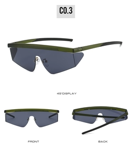 Multi-angle view of olive green semi-rimless sports sunglasses with smoke lenses