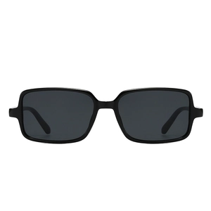 Classic vintage square sunglasses with thick black frames and dark grey lenses for unisex wear