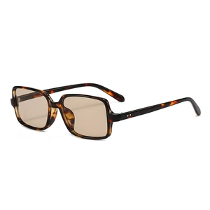 Retro square tortoiseshell sunglasses with brown lenses and metal rivet details