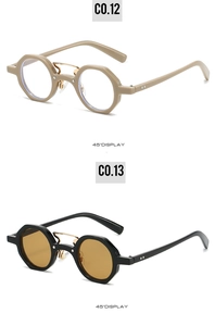 45-degree side display of retro hip hop sunglasses in beige and black frame options