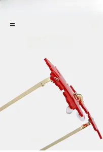 Detail of red flame sunglasses showing lighter structure and super elastic golden metal arms