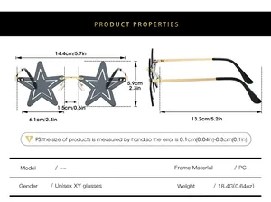 Guide des tailles avec dimensions pour lunettes de soleil étoile sans monture et poids précis